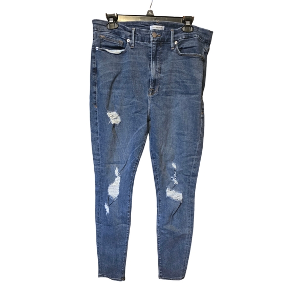 Good American Good Waist Distressed Skinny Jean Size 18 in EUC